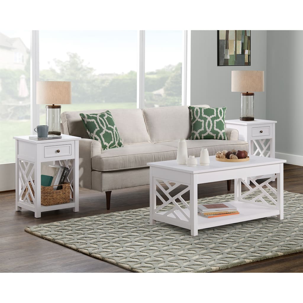 Porch & Den Altadena Coffee Table and Two End Tables with Drawer