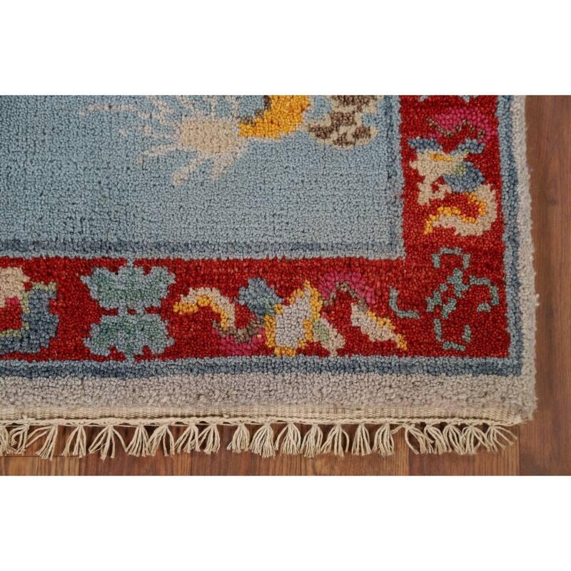 Hand Knotted Oriental 100% Wool Carpet Traditional Bordered Navy Blue & Blues Art Deco Area Rug - 3' 0'' X 2' 0''
