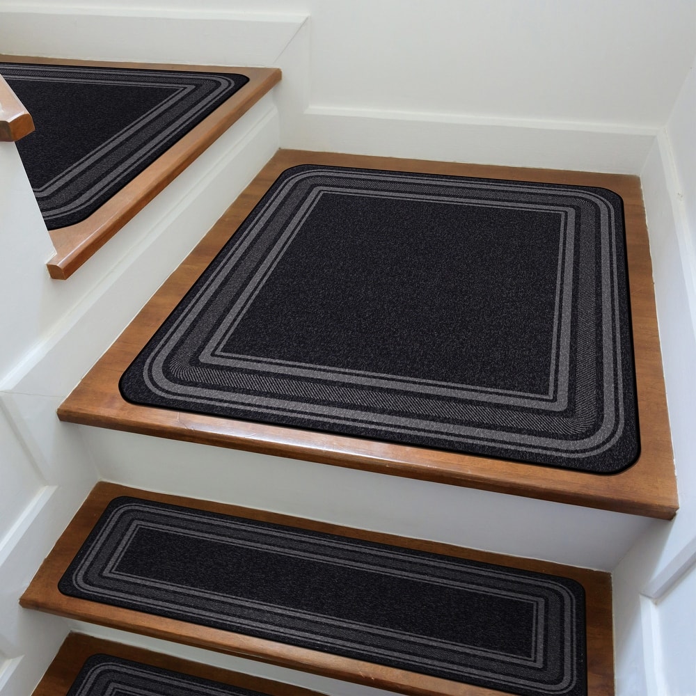 Beverly Rug Non Slip Bordered Stair Treads for Wooden Steps Indoor