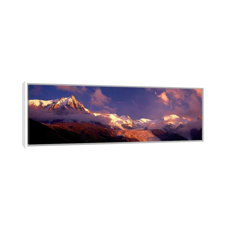 iCanvas "Aiguille du Midi, Mont Blanc Massif, Haute-Savoie, Rhone-Alpes, France" by Panoramic Images Framed Canvas Print - 12x36 - White
