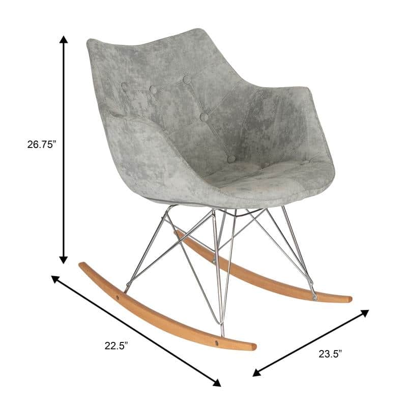 Willow Modern Velvet Upholstered Rocking Nursery Chair - Mid Century Accent Armchair for Home Living Bedroom Indoor & Outdoor