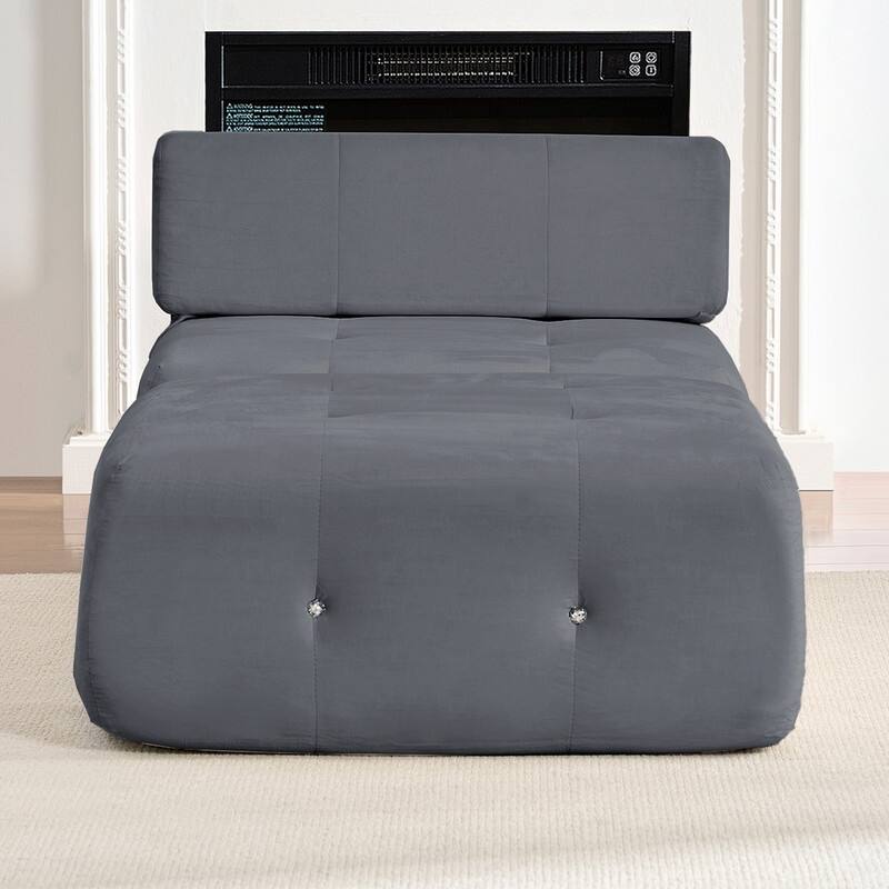 Mixoy Modern Velvet Single Sofa, 1-Seater Modular Sofa Couch with Rivet Trim for Living Room