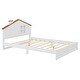 preview thumbnail 45 of 46, Bedroom Solid Wood Platform Bed House-Shaped Headboard Walnut Roof with LED Window Bed Frame Platform No Box Spring Needed