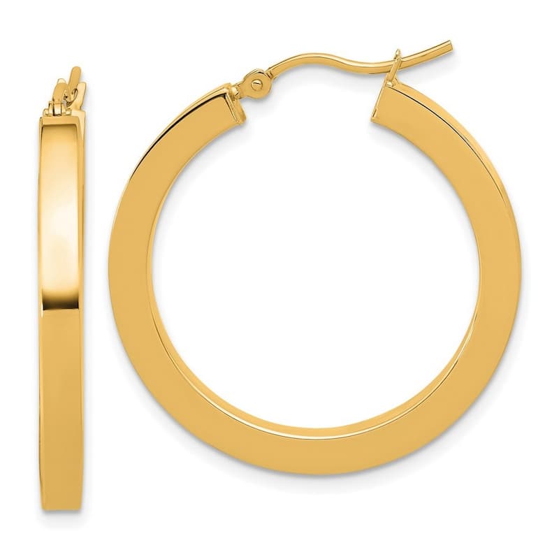 Curata 14k Yellow Gold Polished Square Hoop Earrings - 30x30mm
