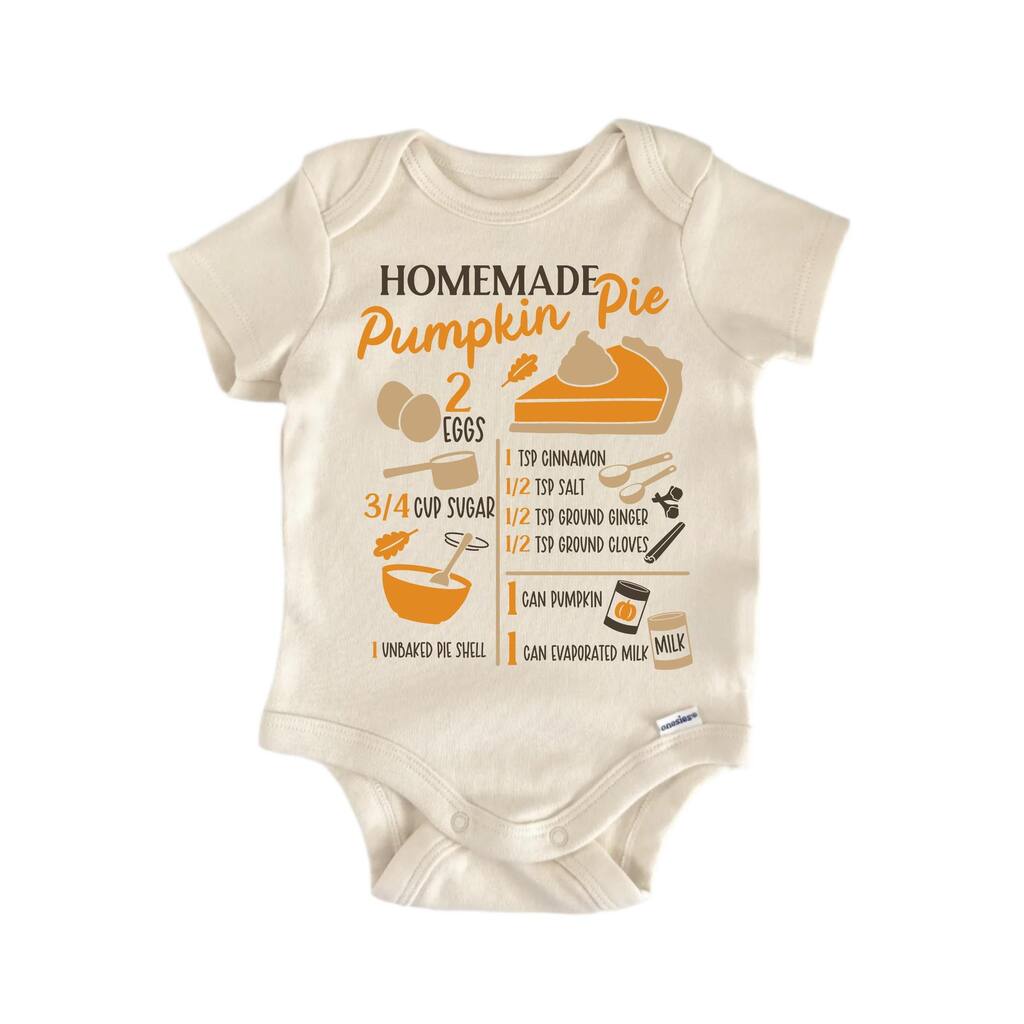 Homemade Pumpkin Pie Recipe Fall Baking - Baby Boy Girl Clothes Bodysuit Funny Cute