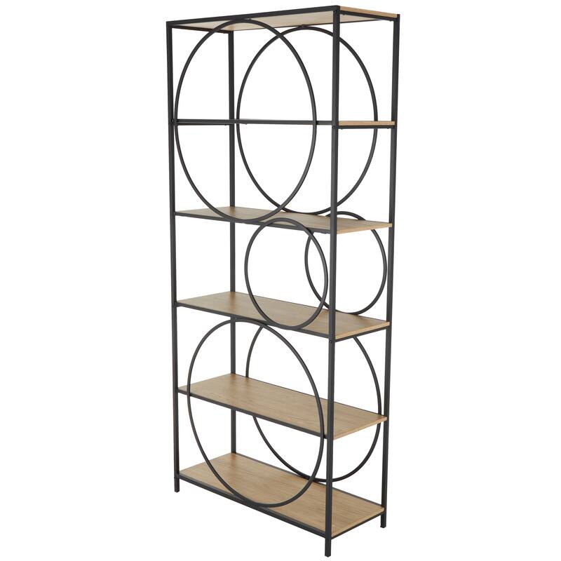 Black Metal Circle Shelving Unit with Black Metal Frame