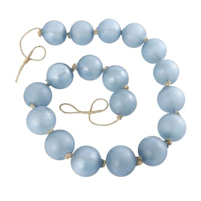 Glass Handmade Round Extra Long Frosted Orb Beaded Garland with Tassel with Knotted Jute Rope - Roche River Decor