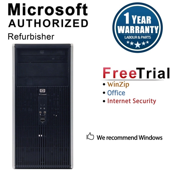 HP DC5800 Computer Tower Intel Core 2 Duo E8400 3.0G 4GB DDR2 160G Windows 7 Pro 1 Year Warranty (Refurbished) - Silver