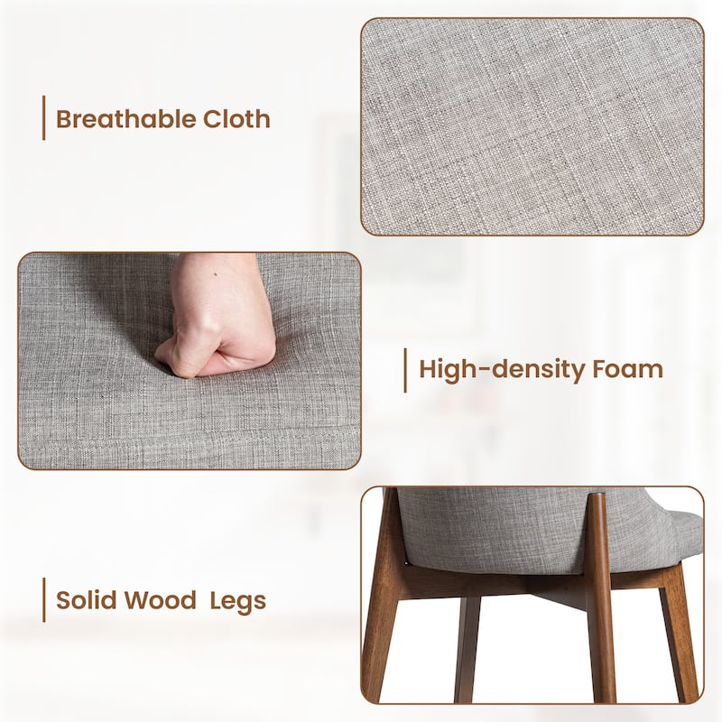 Upholstered Side Chair Dining Chairs Kitchen Chairs with Wood Legs Set of 2