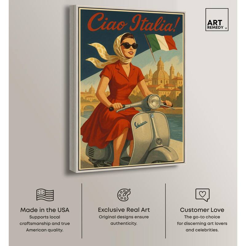 Scooter Italian Travel Canvas by Art Remedy