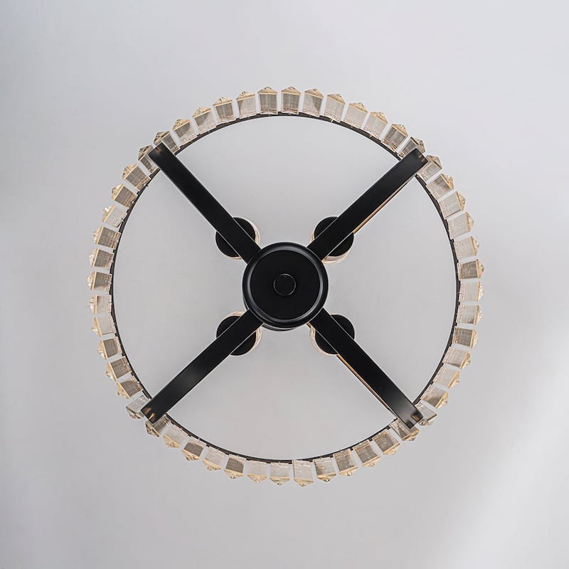 Vintage Luxury 4-Light Sparkle Crystal Round Cage Chandelier