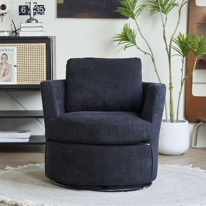 29.5" Polyester Swivel Arm Chair - Black