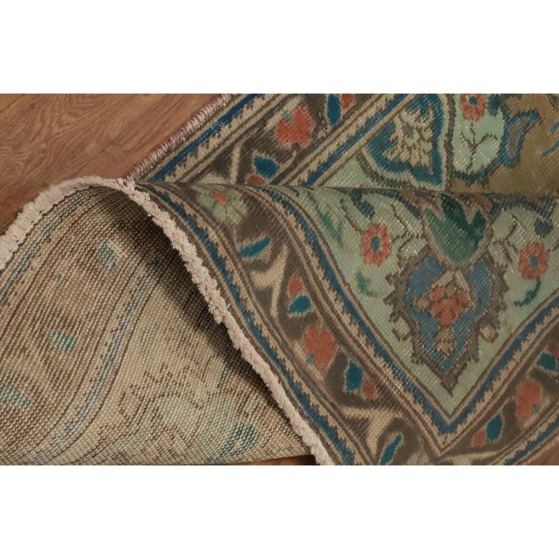 Hand Knotted Oriental 100% Wool Carpet Traditional Floral Brown Tabriz Area Rug - 4' 10'' X 3' 3''