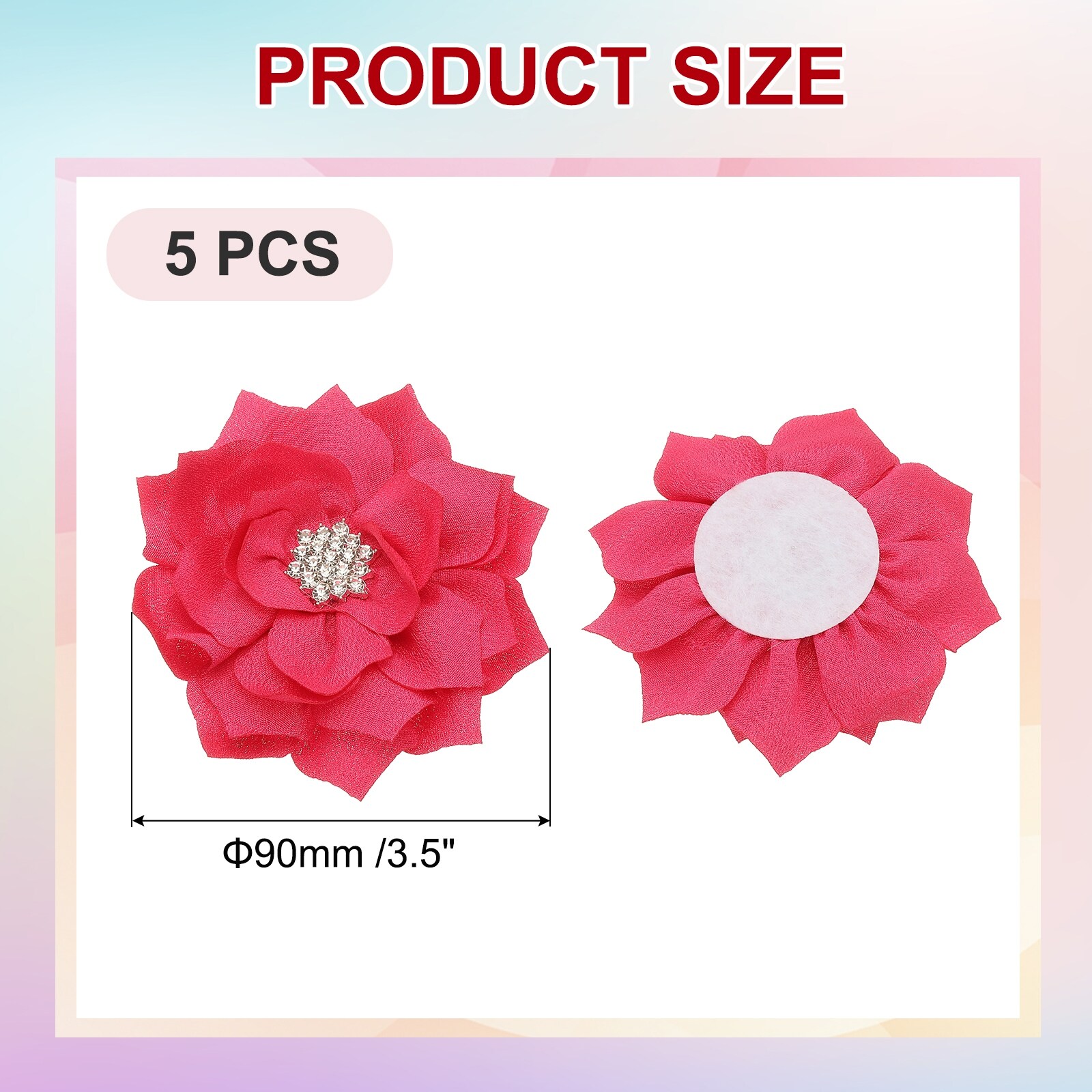 Rhinestone Pearl Chiffon Flower, Sewing Fabric Appliques for DIY Craft Clothing Headbands Party Decoration