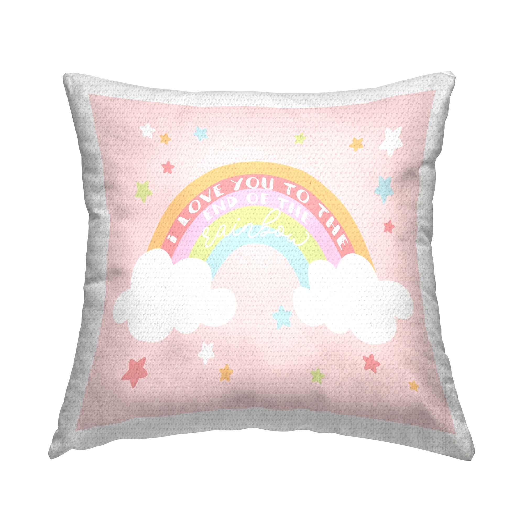 Stupell Love You Whimsical Rainbow Stars Kids Quote Printed Outdoor Throw Pillow Design by Daphne Polselli