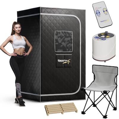 SteamSpa Portable 1-Person 900 Watt Home Steam Sauna with Digital Controller, Black