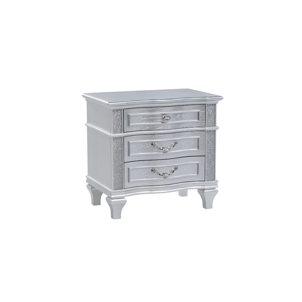 Mystic Contemporary Style Nightstand made with wood in Silver (INCLUDES ONLY NIGHTSTAND)