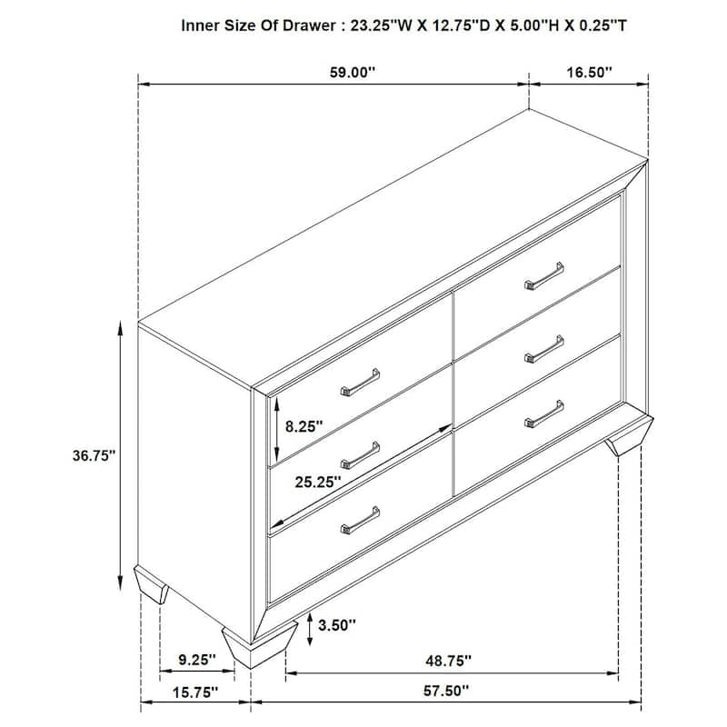 Kauffman Transitional Wood 6-drawer Dresser
