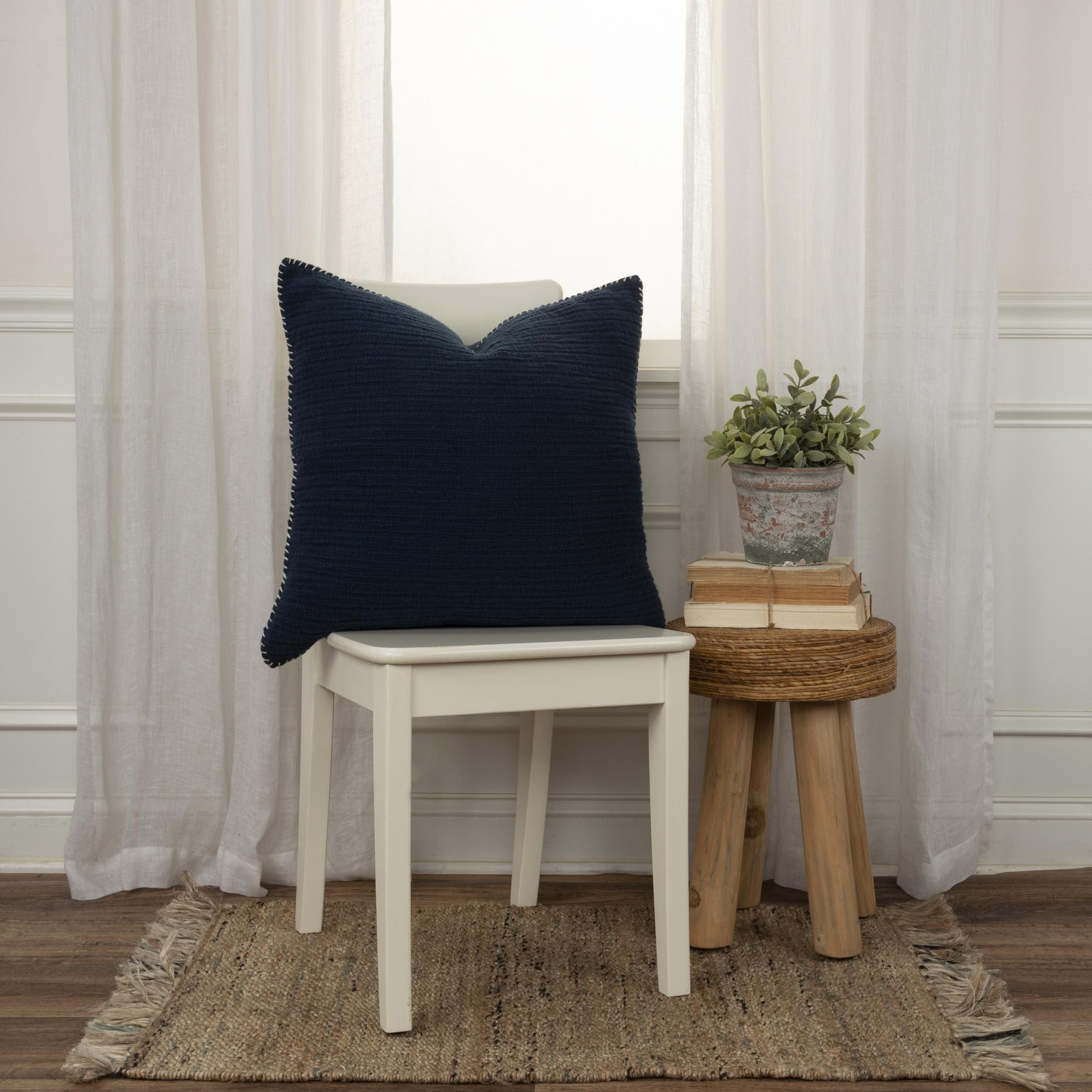 Rizzy Home Textured Stripe Woven Solid Throw Pillow, 22x22