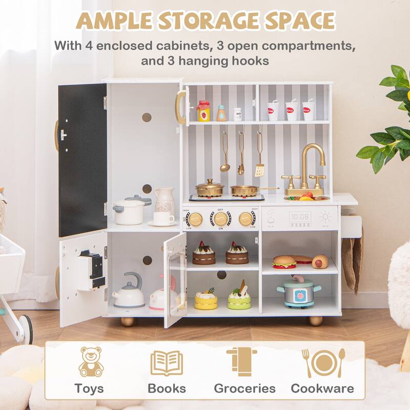 Pretend Play Kitchen for Kids with Real Sounds and Lights - 32.5" x 12" x 32"