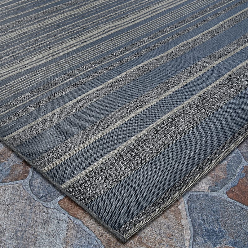 Gelato Bungalow Stripe Gray Indoor/Outdoor Area Rug