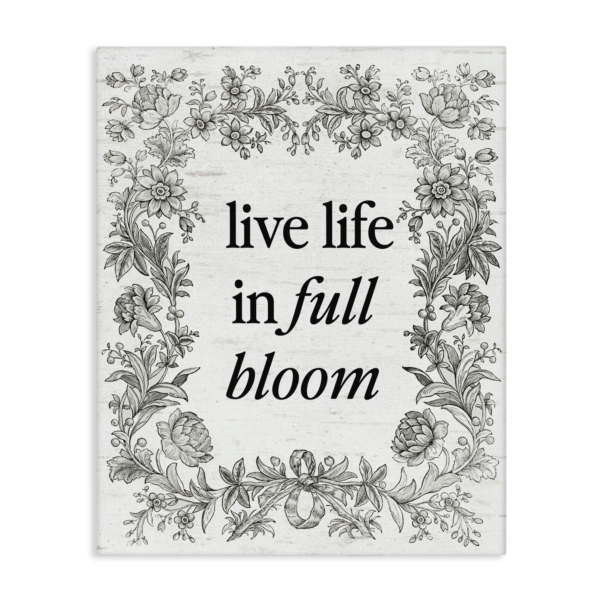 Stupell Vintage Life In Full Bloom Canvas Wall Art Design By Lettered and Lined