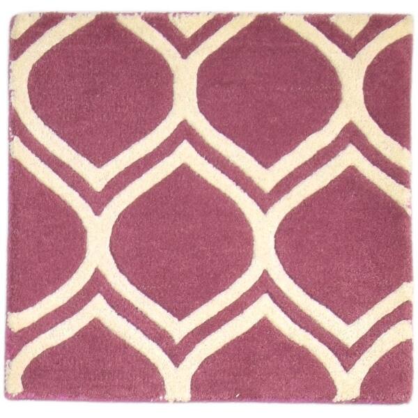 slide 2 of 9, One of a Kind Hand-Tufted Modern & Contemporary (2'0"x2'0") 2' x 3' Trellis Wool Rug - 2'0"x2'0"