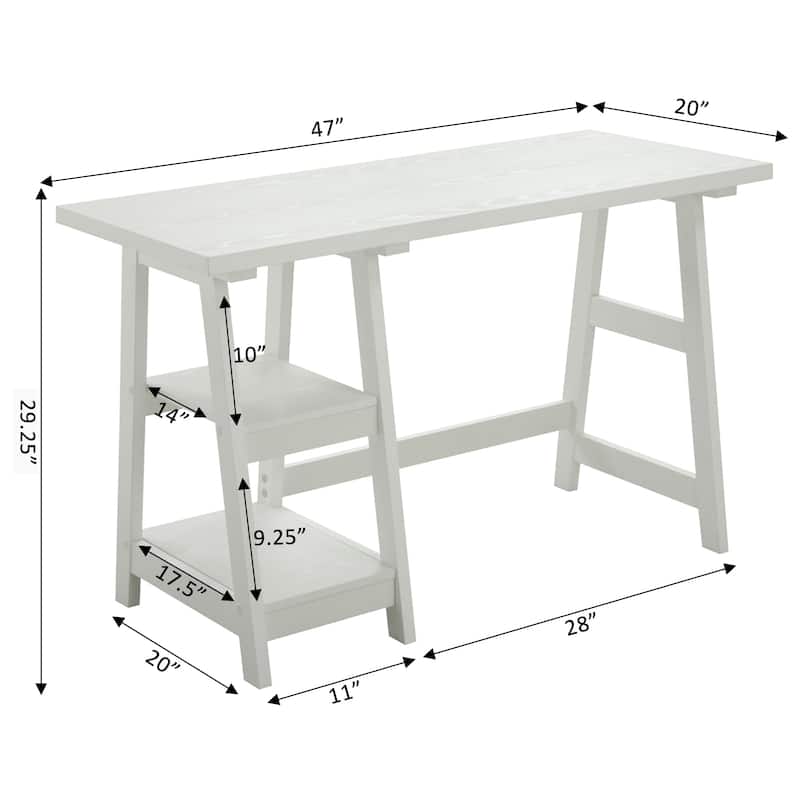 Convenience Concepts Designs2Go Trestle Desk with Shelves