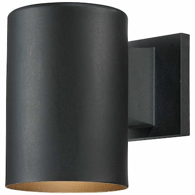 Volume Lighting 1-Light Black Outdoor Cylinder Wall Mount