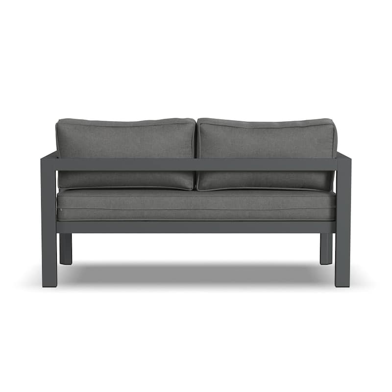 Grayton Gray Aluminum Outdoor Aluminum Loveseat - 61" x 32" x 29"