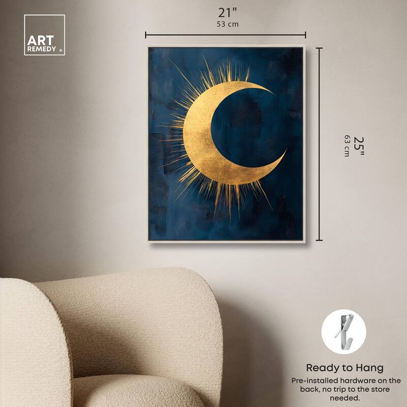 Gold Moon on Indigo Canvas by Art Remedy