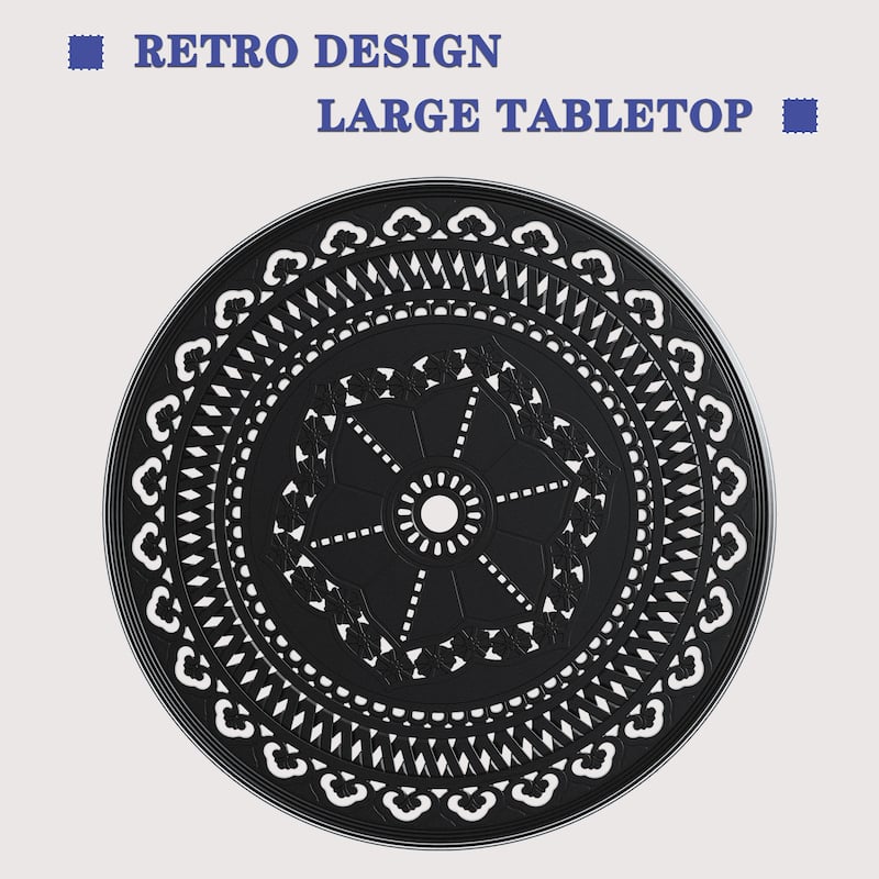 31.5-inch Cast Aluminum Patio Dining Round Table with Umbrella Hole for Balcony, Lawn, Garden, Backyard