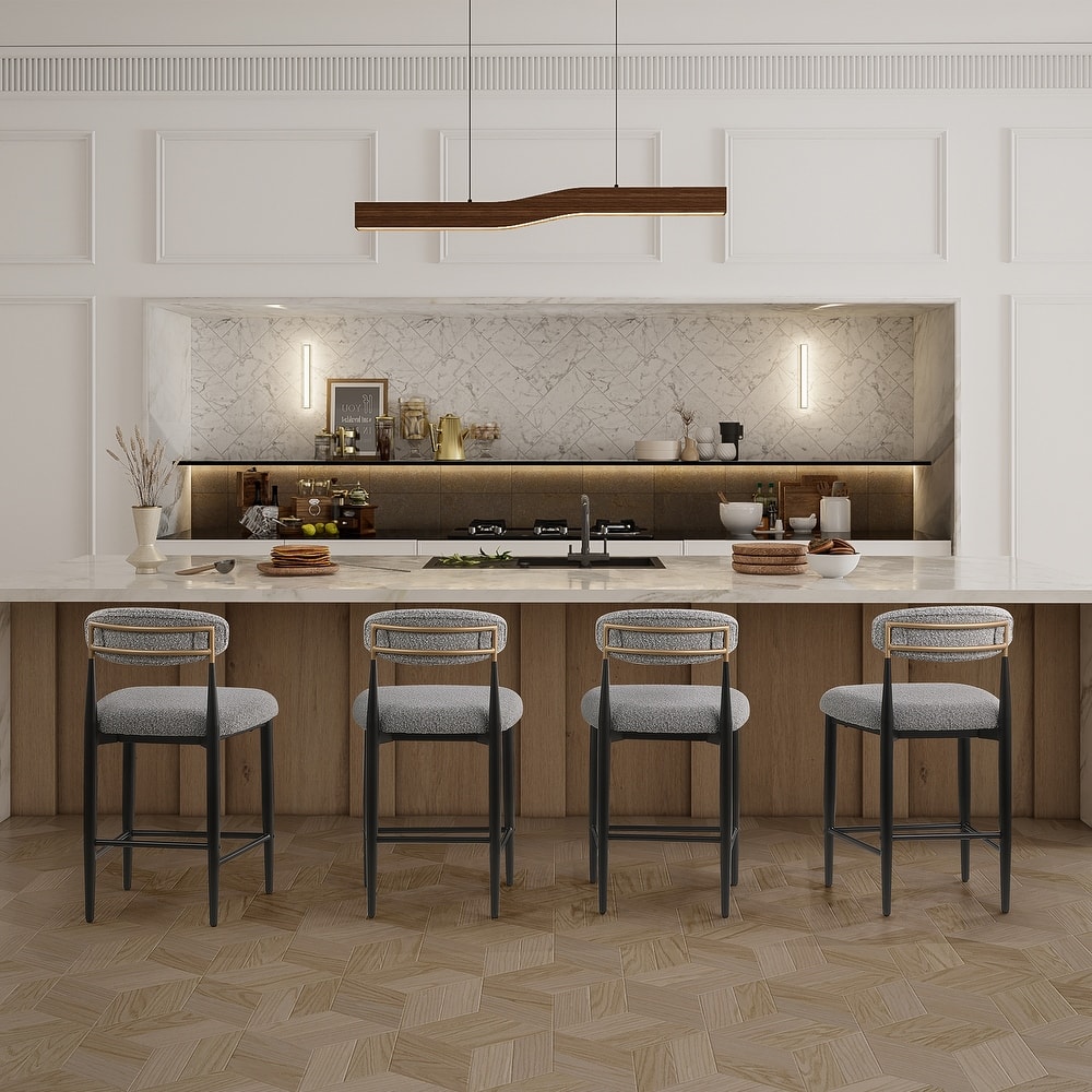 Morden Fort Modern Armless Boucle Bar Chairs(Set of 4)