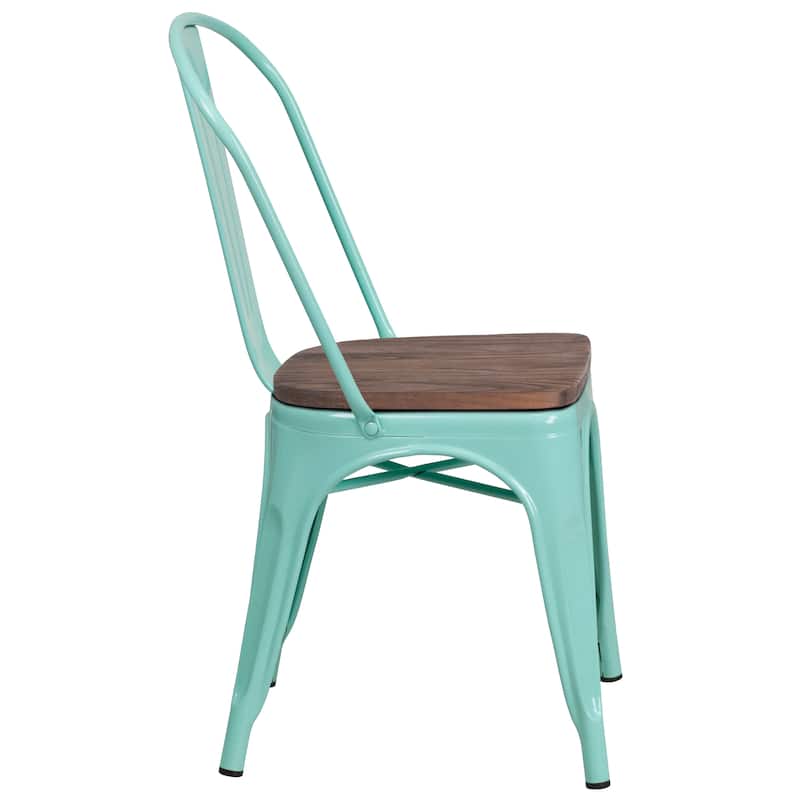 Metal Stackable Chair with Wood Seat - 17.75"W x 20"D x 33.5"H - 17.75"W x 20"D x 33.5"H
