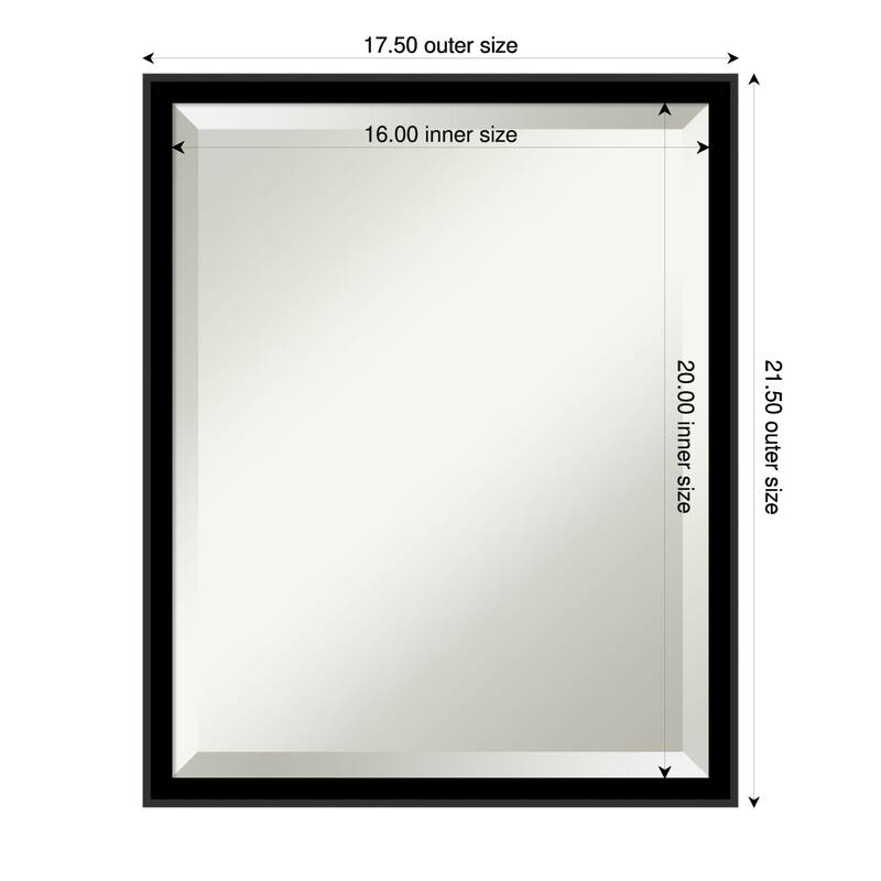 Incline Beveled Wood Framed Wall Mirror - 18 x 22 in - Incline Black