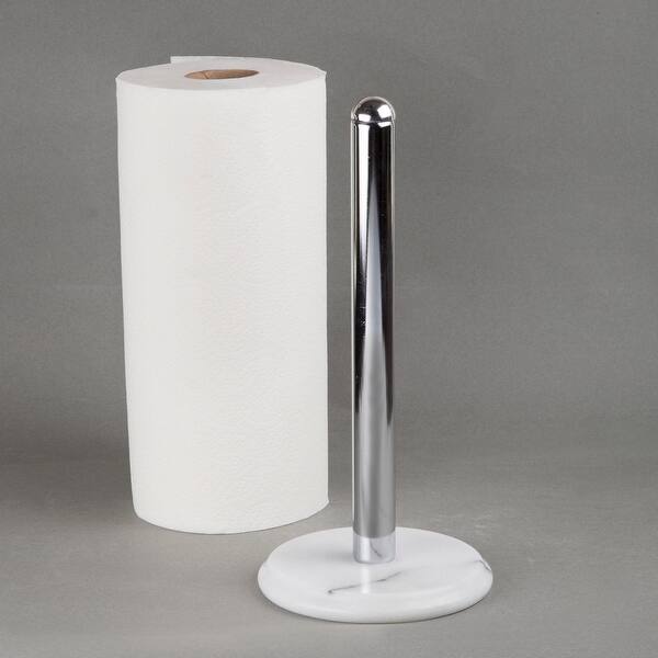 Shop Creative Home White Marble Upright Paper Towel Holder With Metal Pole Overstock 30176595