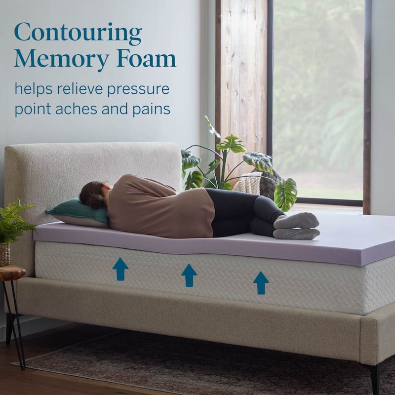 Lucid Lavender and Gel Covered Mattress Topper 2,3,4 inch - N/A