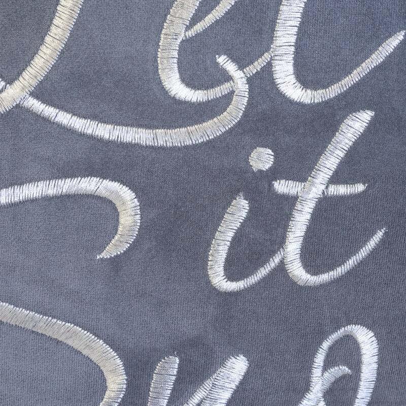 Let It Snow Embroidered Cotton Throw Pillow - 20x20" Gray Winter Accent Cushion with Insert