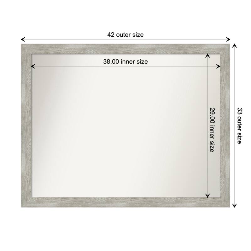 Dove Greywash Narrow Framed Non-Beveled Custom Wall Mirror, Bathroom Vanity Mirror - Outer Size: 41.5 x 32.5