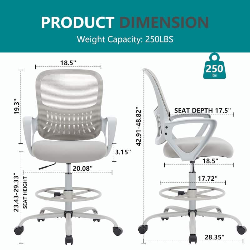 Ergonomic Tall Mesh Office Chair with Storable Lumbar Support