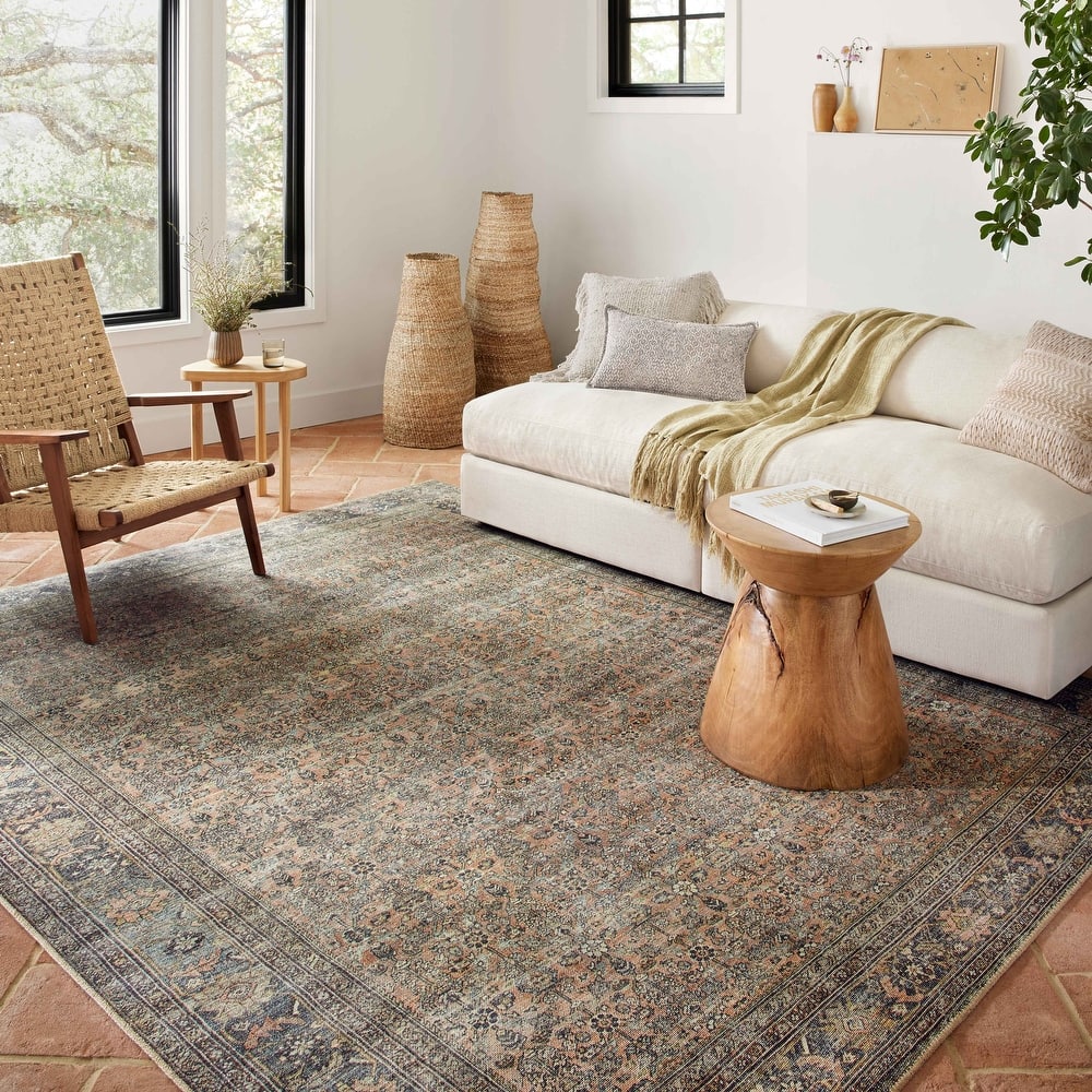 Alexander Home Bella Distressed Floral Area Rug