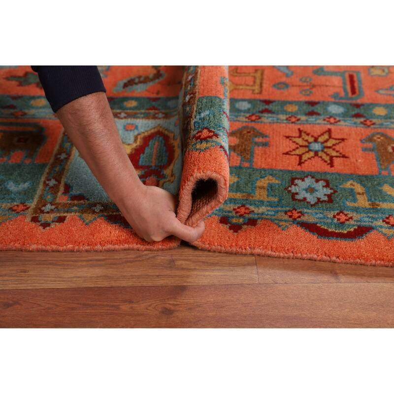 Tribal Geometric Kazak Oriental Area Rug Handmade Wool Carpet - 8'8" X 11'8"