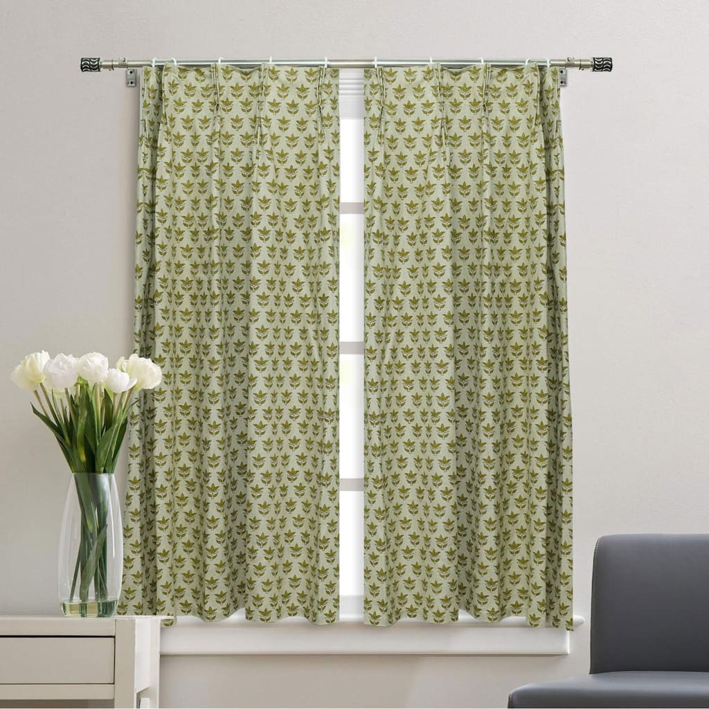 Fabdivine Hand Block Print Pure Linen Fabric Window Drape, Home Accent Room Curtain, 7PATTI