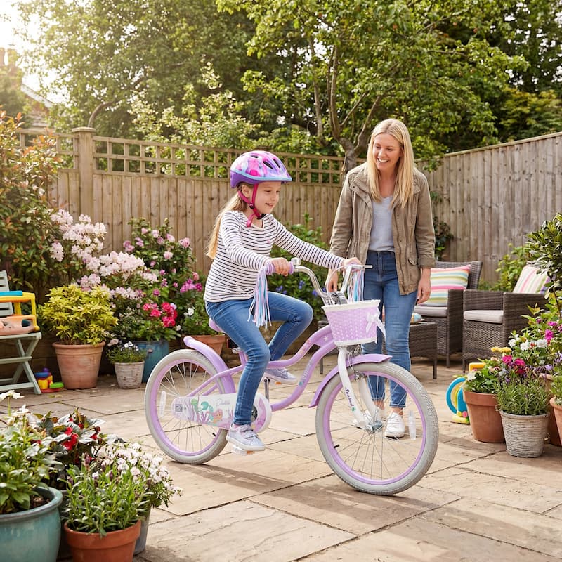 Gymax 20'' Girls Bike w/Removable Basket Streamers Hand Brake &