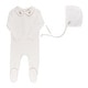 preview thumbnail 2 of 11, Ely's & Co. Organic Cotton Embroidered Collar Collection - Footie + Bonnet Ivory Heather - 1 Month