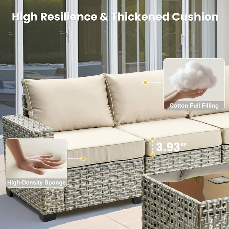 XIZZI 8-piece Outdoor Grey Wicker Furniture Conversation Set