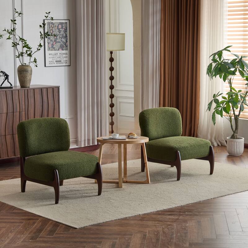 [Set of 2] 25.5" Modern Boucle Lounge Chair with Solid Wood Frame, Soft and Durable Boucle Upholstery, Perfect for Living Room