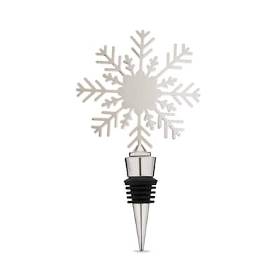 Holiday Snowflake Bottle Stopper by Twine Living - Silver - 5.75" x 3.25"