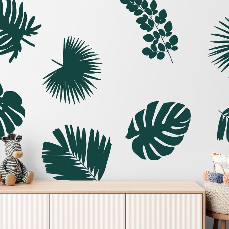 Tempaper Graphic Palm Leaf Wall Decals (Contains 9 Pieces on (4) 17.25" x 9.75" Sheets)