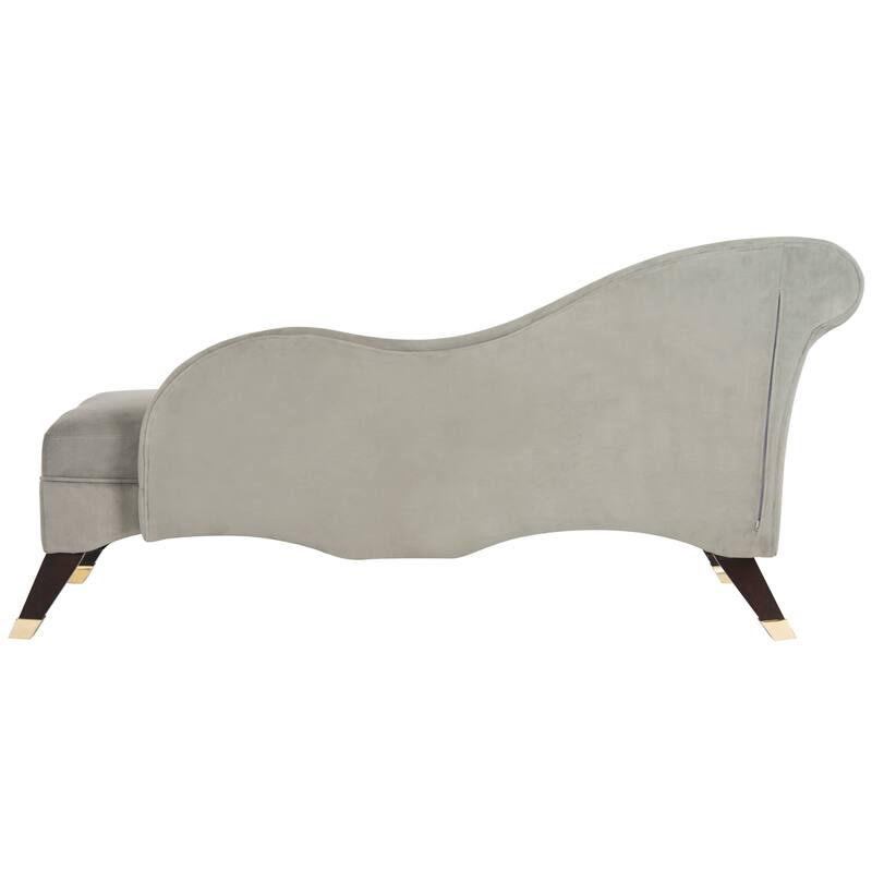 SAFAVIEH Mid-Century Modern Caiden Velvet Grey Chaise with Pillow - 63" x 27.5" x 30"
